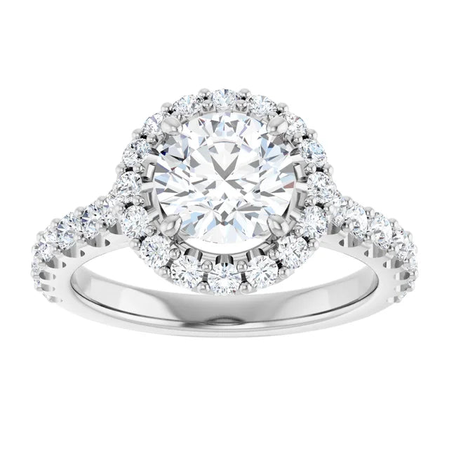Round Brilliant Halo White Gold Style Engagement Ring
