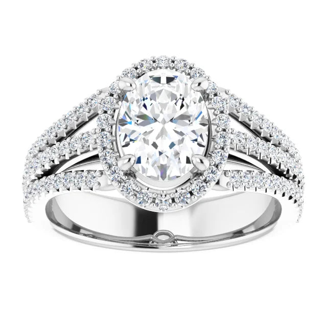 Oval White Gold Halo Style Engagement Ring