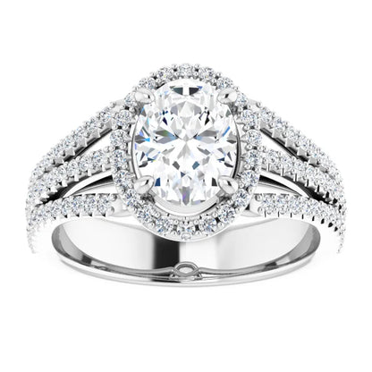 Oval White Gold Halo Style Engagement Ring