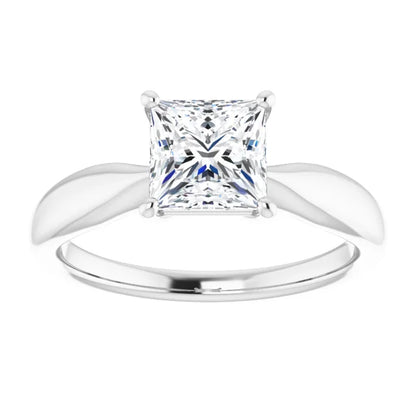 Princess White Gold Knife Edge Solitaire Engagement Ring