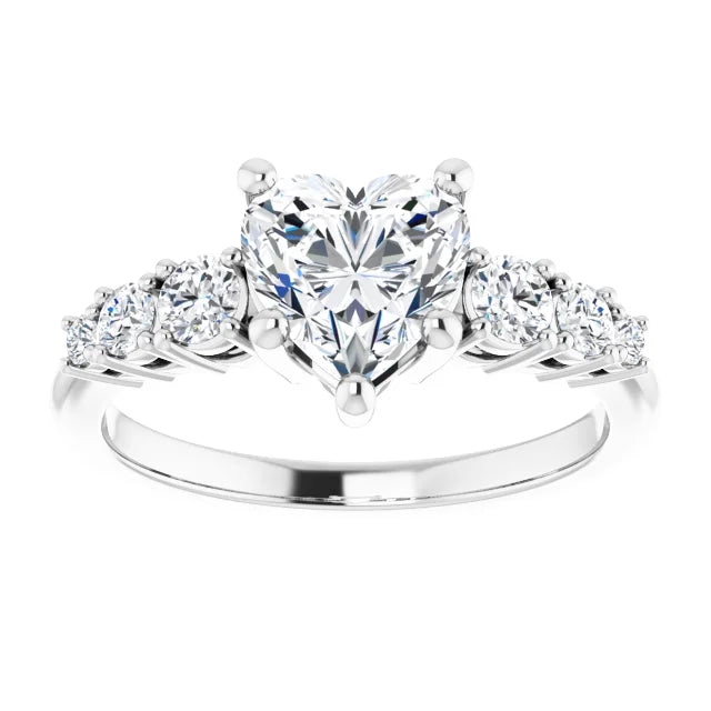Heart White Gold Multi Stone Accent Style Engagement Ring