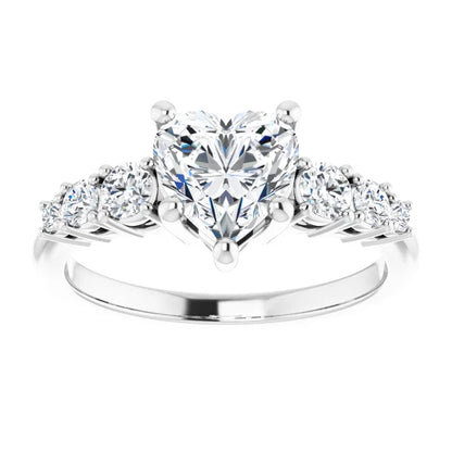 Heart White Gold Multi Stone Accent Style Engagement Ring