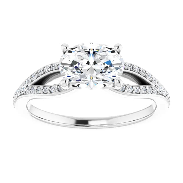 Oval White Gold East West Style Engagement Ring