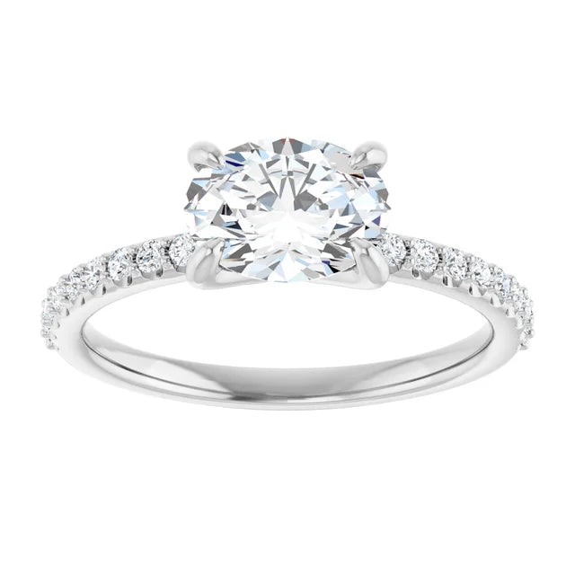 Oval White Gold East West Style Engagement Ring