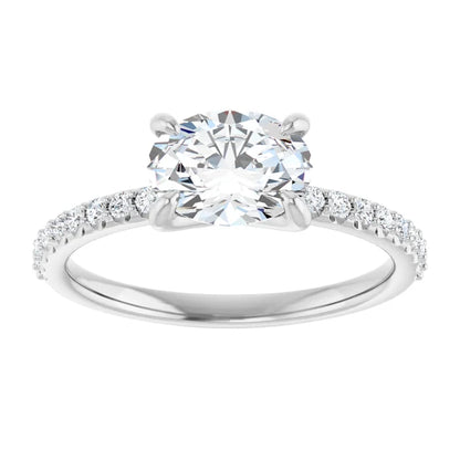 Oval White Gold East West Style Engagement Ring