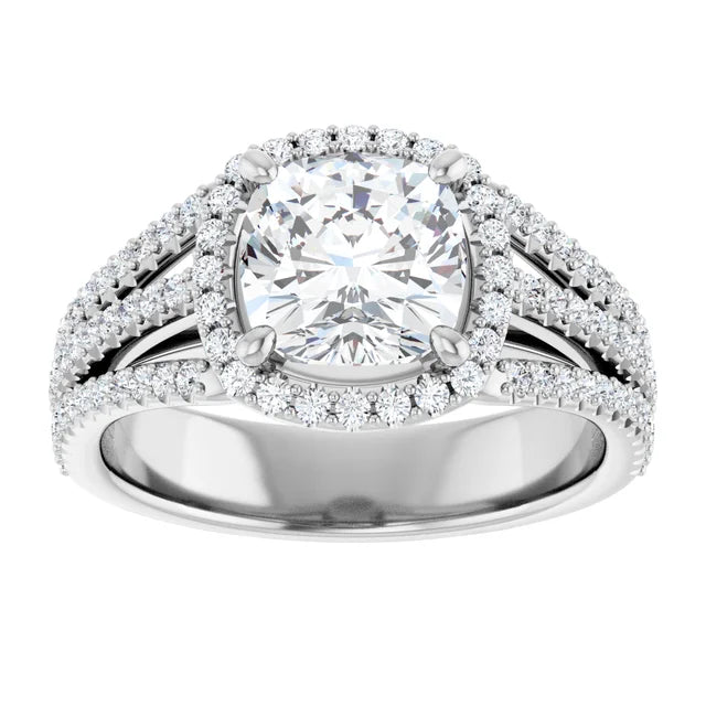 Cushion White Gold Halo Style Engagement Ring