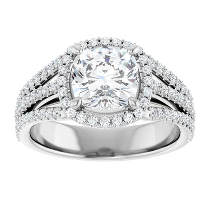 Cushion White Gold Halo Style Engagement Ring