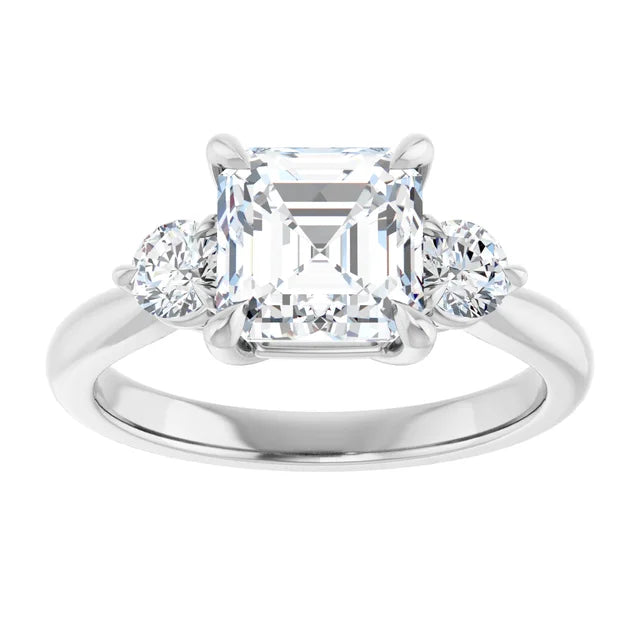Asscher White Gold Accent Engagement Ring