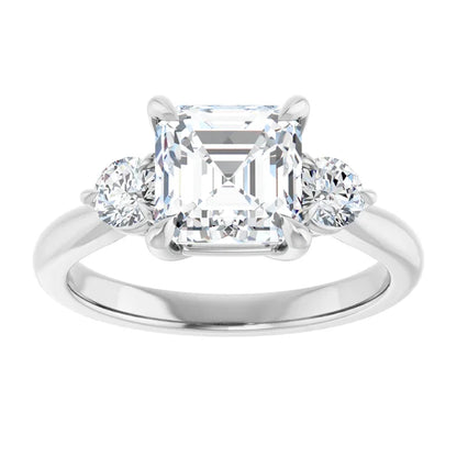 Asscher White Gold Accent Engagement Ring