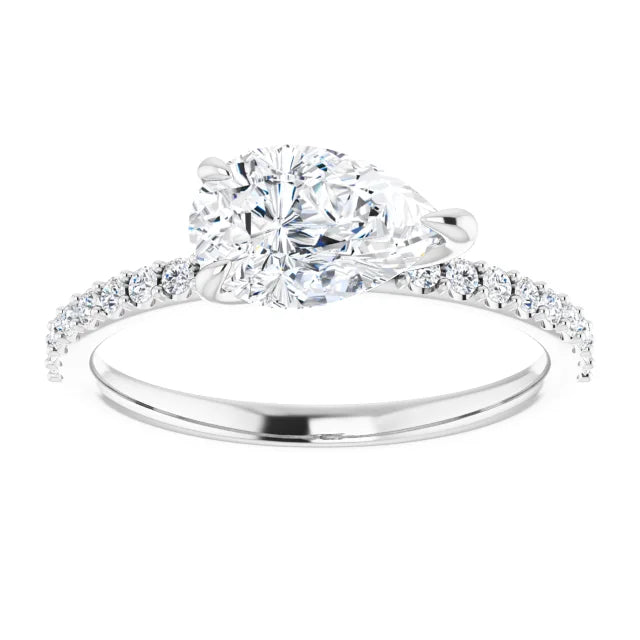 Pear White Gold East West Style Engagement Ring