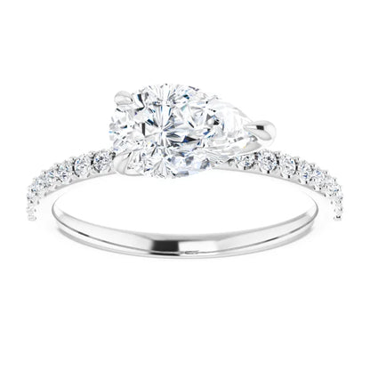 Pear White Gold East West Style Engagement Ring