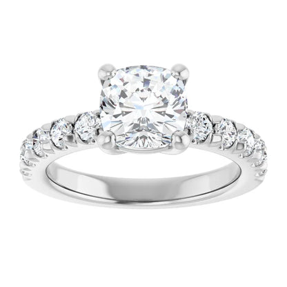 Cushion White Gold Four Claw Set Style Engagement Ring