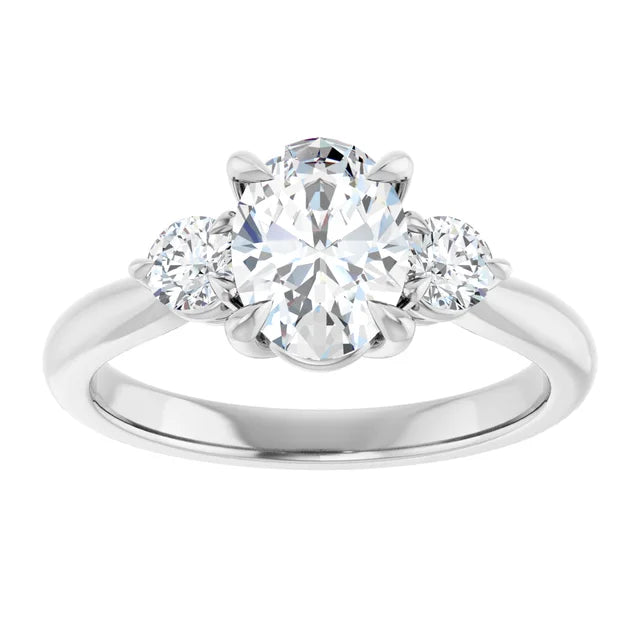 Oval White Gold Accent Engagement Ring
