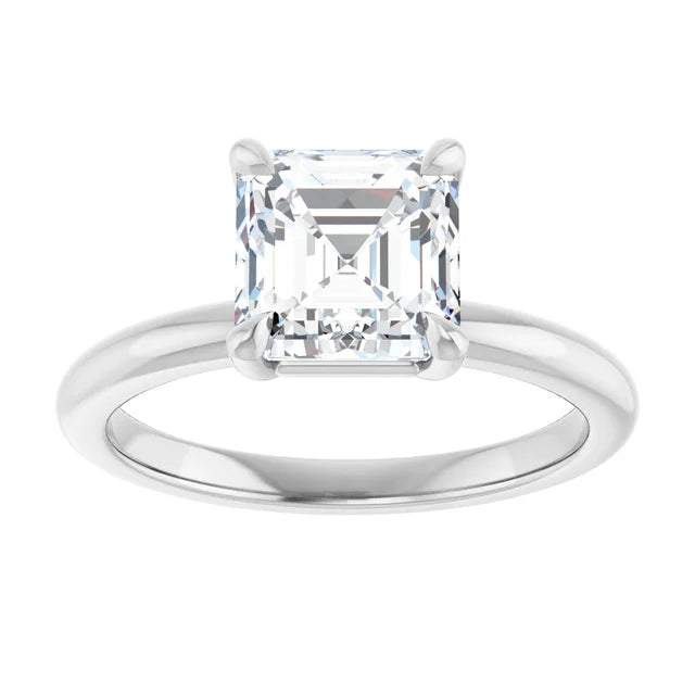 Asscher White Gold Solitaire Engagement Ring