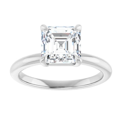Asscher White Gold Solitaire Engagement Ring