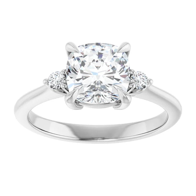 Cushion White Gold Accent Engagement Ring