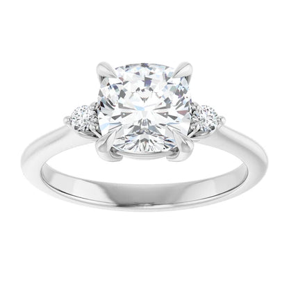 Cushion White Gold Accent Engagement Ring