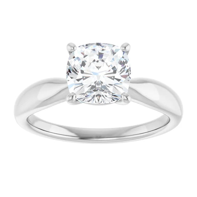 Cushion White Gold Knife Edge Solitaire Engagement Ring