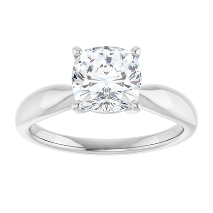 Cushion White Gold Knife Edge Solitaire Engagement Ring