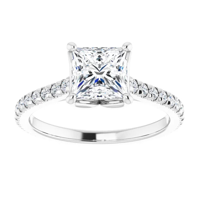 Princess White Gold Claw Set Eternity Style Engagement Ring