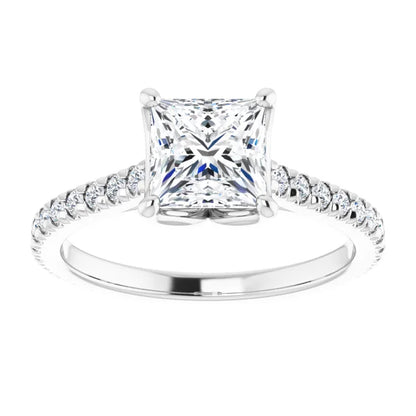 Princess White Gold Claw Set Eternity Style Engagement Ring