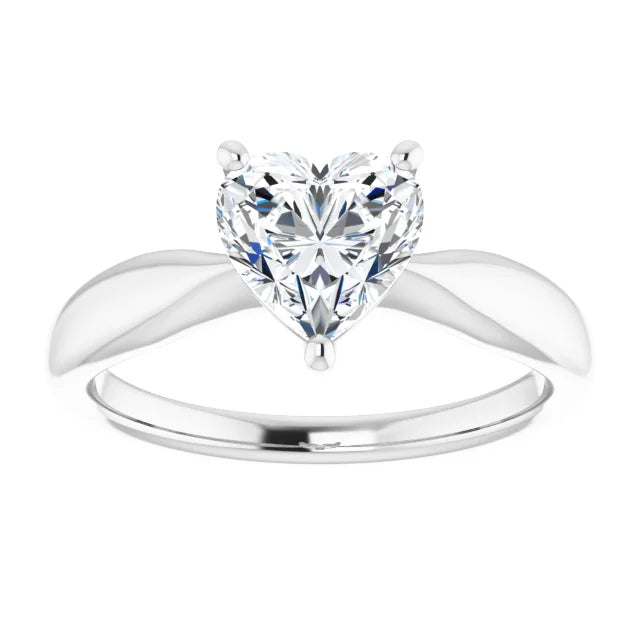 Heart White Gold Knife Edge Solitaire Engagement Ring