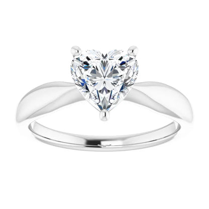 Heart White Gold Knife Edge Solitaire Engagement Ring