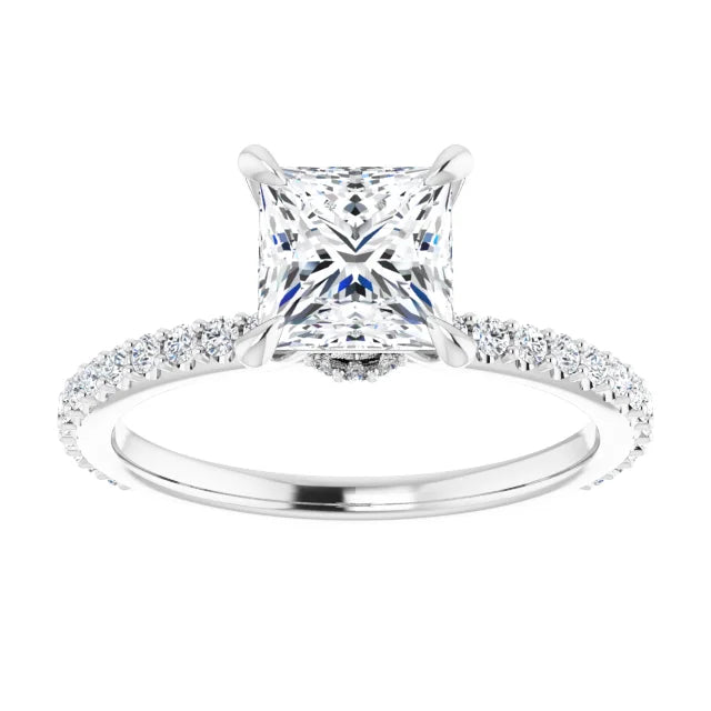 Princess White Gold Claw Set Style Engagement Ring 