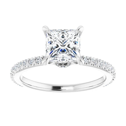 Princess White Gold Claw Set Style Engagement Ring 