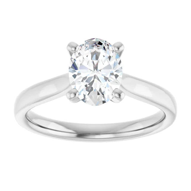 Four Claw White Gold Oval Solitaire Engagement Ring