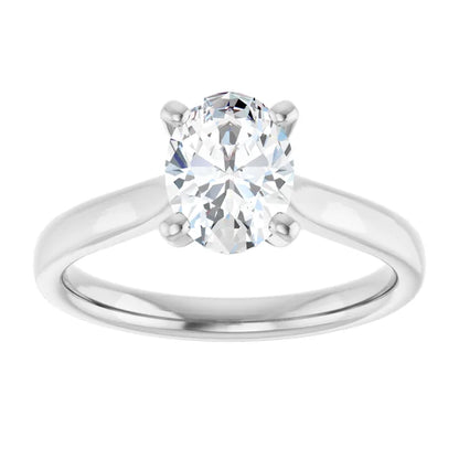 Four Claw White Gold Oval Solitaire Engagement Ring