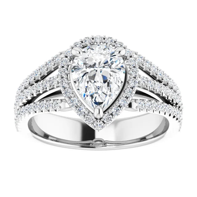 Pear White Gold Halo Style Engagement Ring