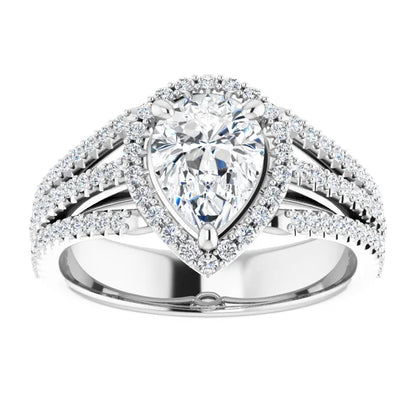 Pear White Gold Halo Style Engagement Ring