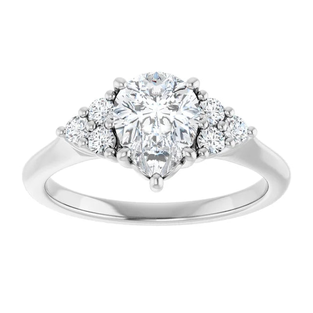 Pear White Gold Antique Inspired Design Engagement Ring