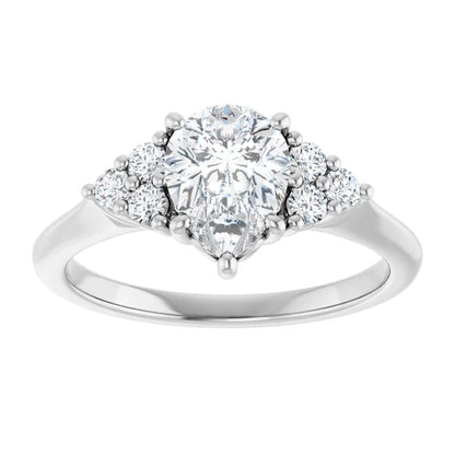 Pear White Gold Antique Inspired Design Engagement Ring