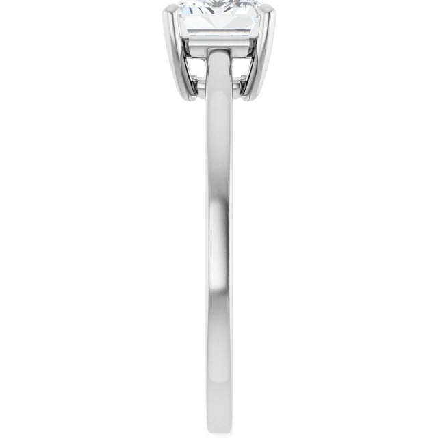 Emerald White Gold East West Solitaire Style Engagement Ring