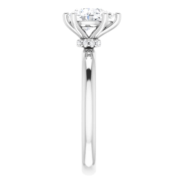 Pear Cut White Gold Low Hidden Halo Solitaire Engagement Ring