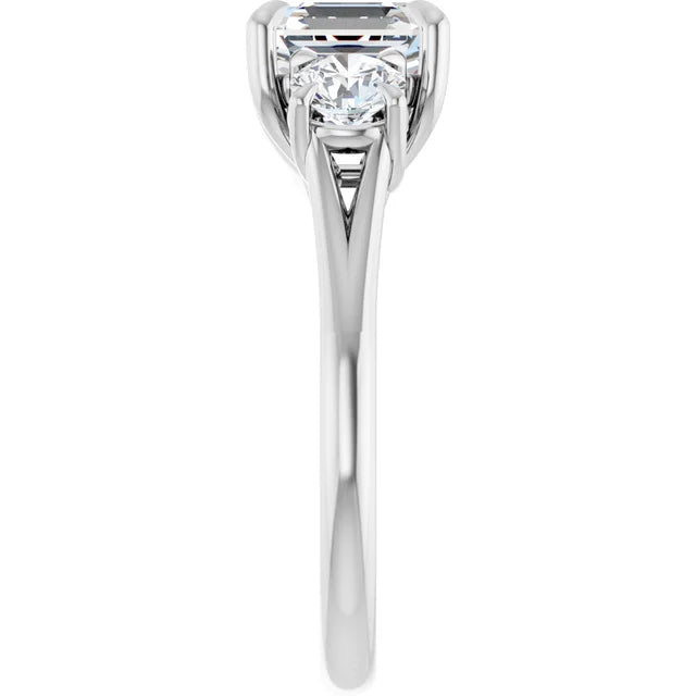 Asscher White Gold Accent Engagement Ring