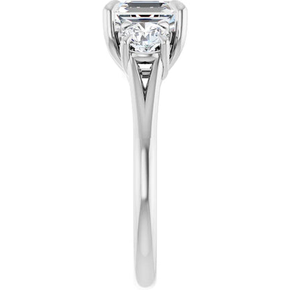 Asscher White Gold Accent Engagement Ring