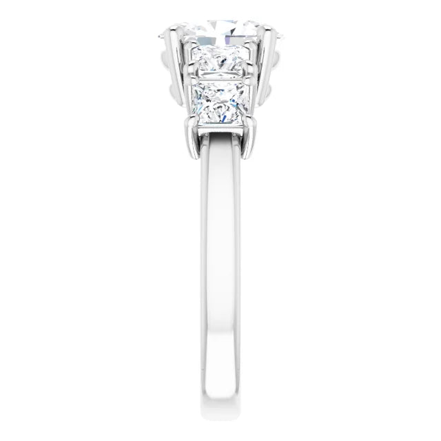 Oval White Gold Multi Stone Accent Style Engagement Ring