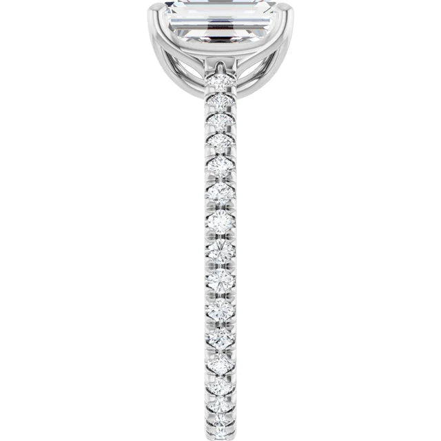 Emerald White Gold Claw Set Eternity Style Engagement Ring