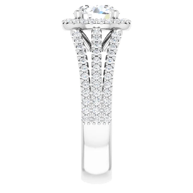 Round Brilliant White Gold Halo Style Engagement Ring