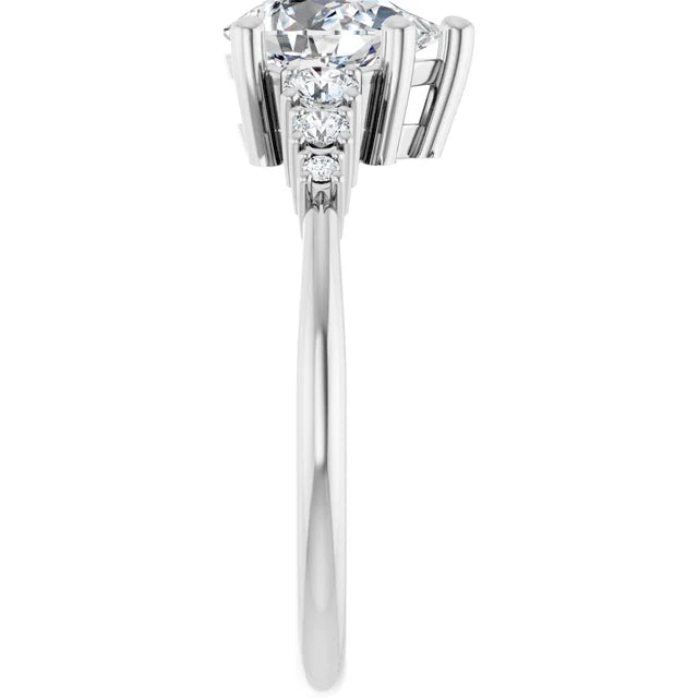 Pear White Gold Multi Stone Accent Style Engagement Ring