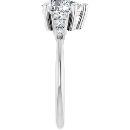 Pear White Gold Multi Stone Accent Style Engagement Ring