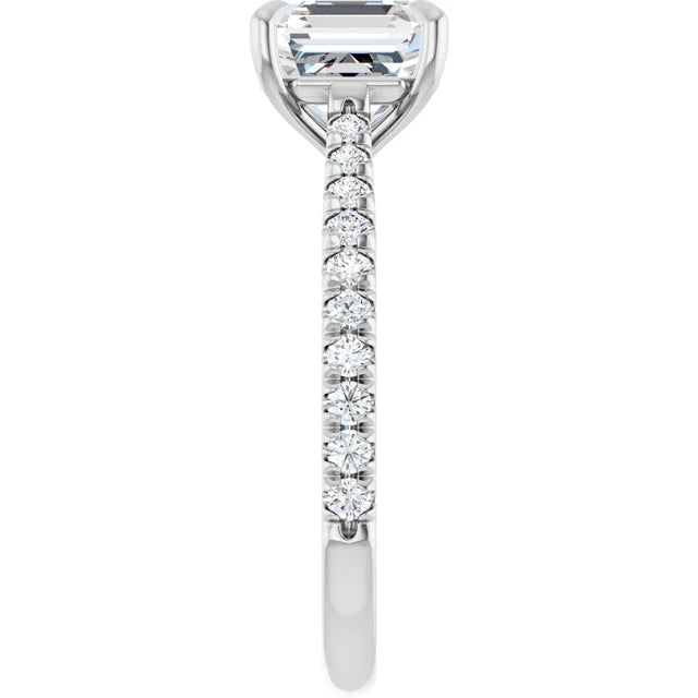 Asscher White Gold Claw Set Style Engagement Ring