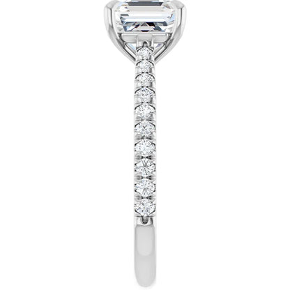 Asscher White Gold Claw Set Style Engagement Ring