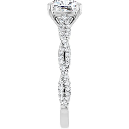 Cushion White Gold Twist Style Engagement Ring 