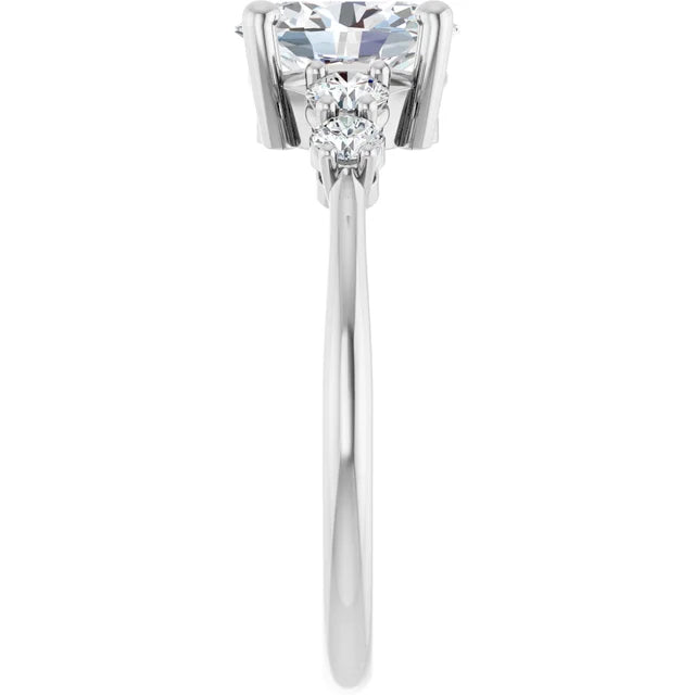 Oval White Gold Multi Stone Accent Style Engagement Ring