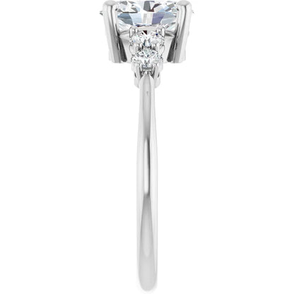 Oval White Gold Multi Stone Accent Style Engagement Ring