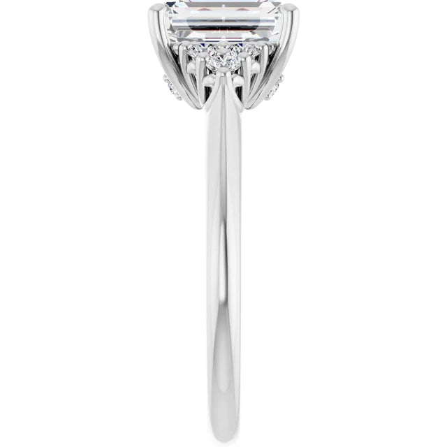 Emerald White Gold Antique Inspired Design Engagement Ring